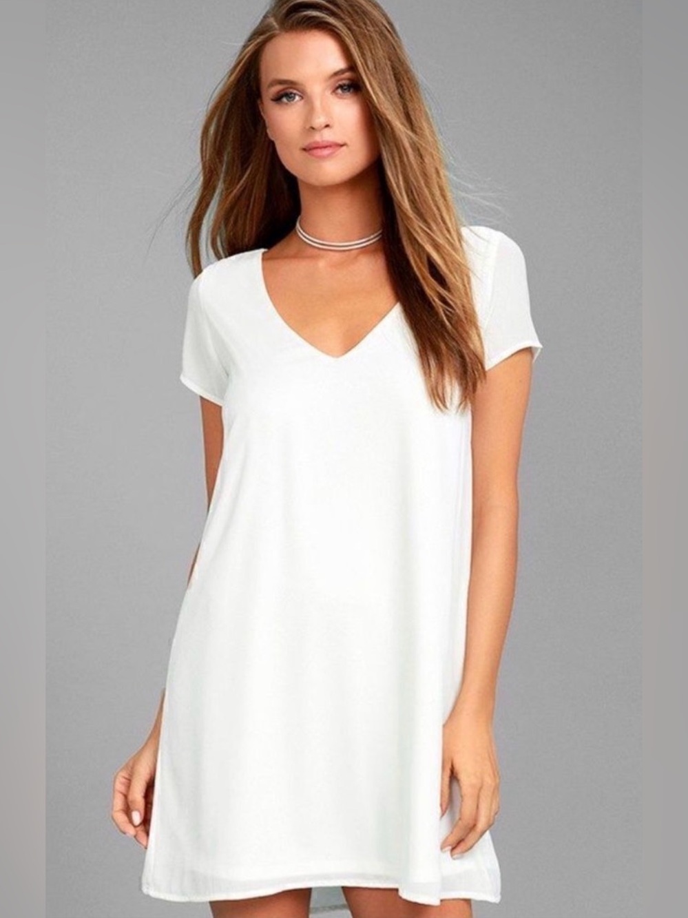 Lulu’s NWT Freestyle White Chiffon Shift Dress